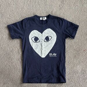 CDG Play Navy Heart Logo Tee